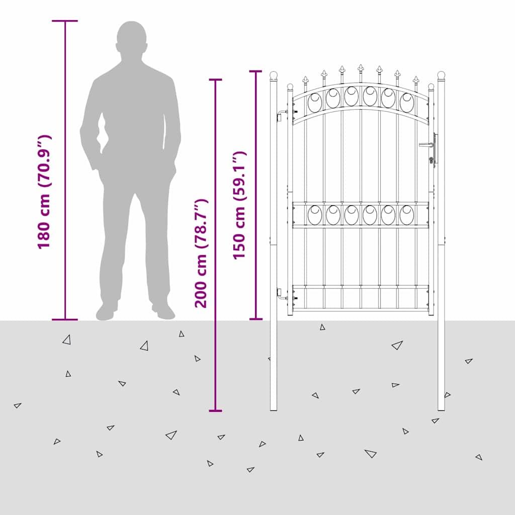 Fence Gate with Spikes EMMEN 200 x 100 cm Powder-coated steel