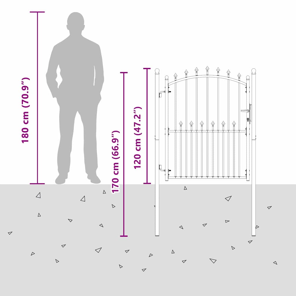 Fence Gate with Spikes EMMEN 150 x 100 cm Powder-coated steel