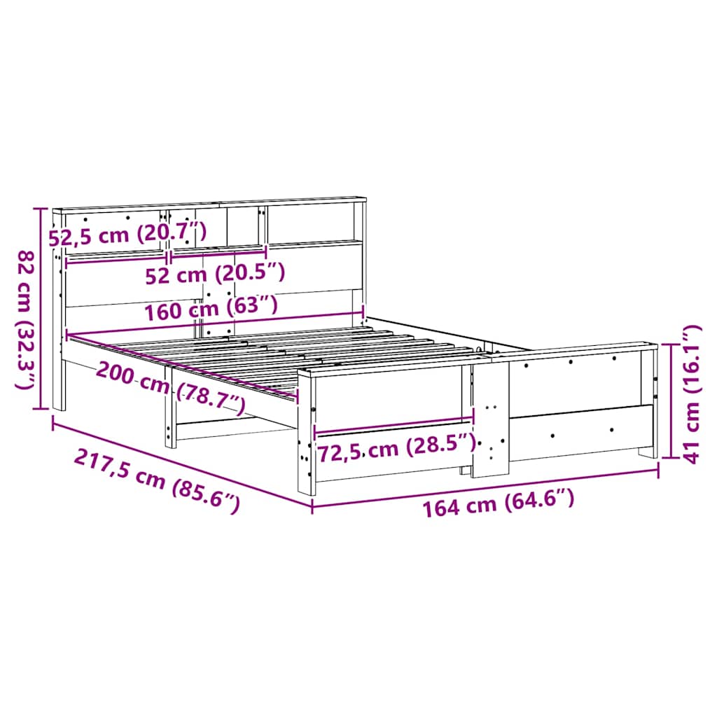 Bed Frame with Headboard White 160 x 200 cm Engineered Wood
