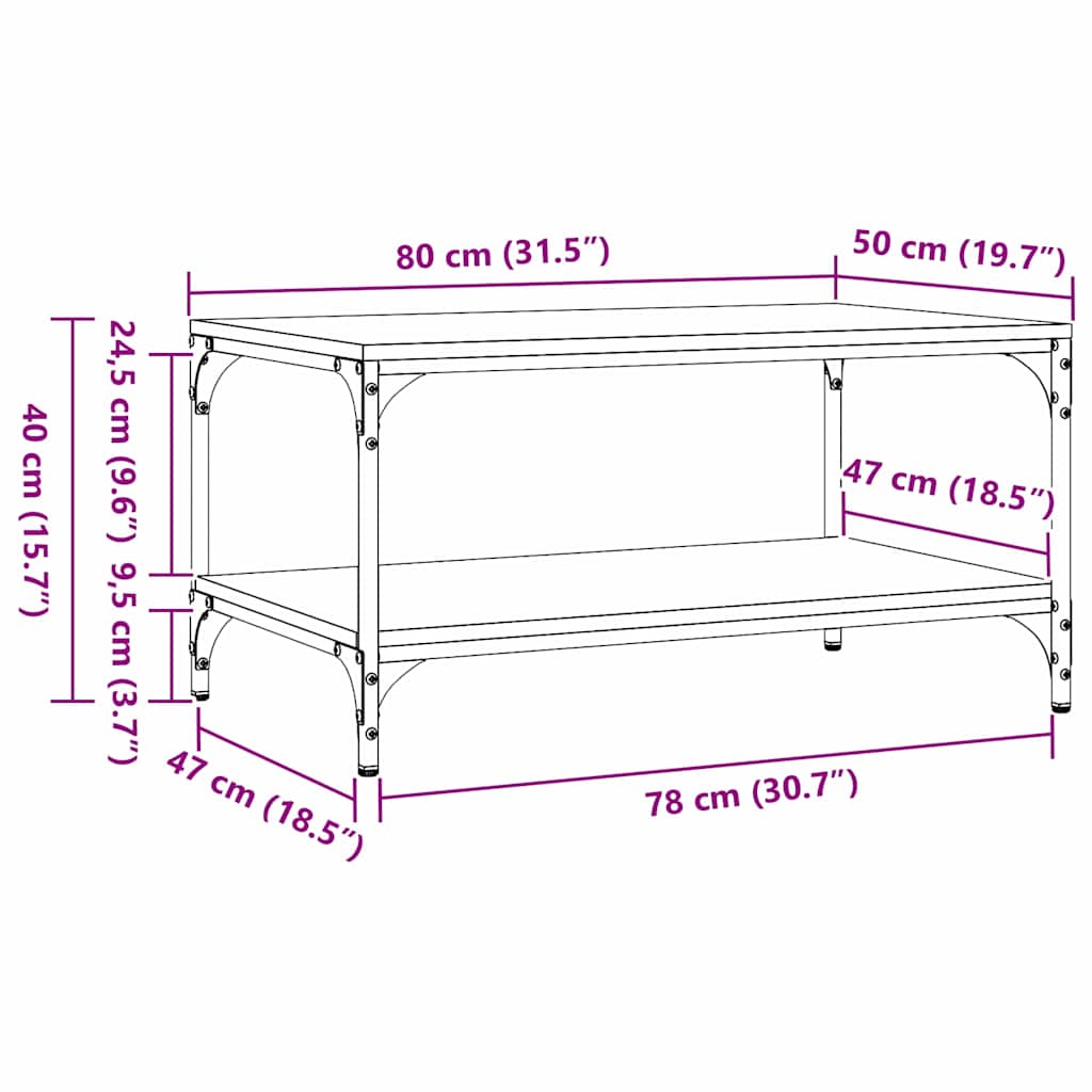 Coffee Table Black Oak 82 x 50 x 40 cm Engineered Wood