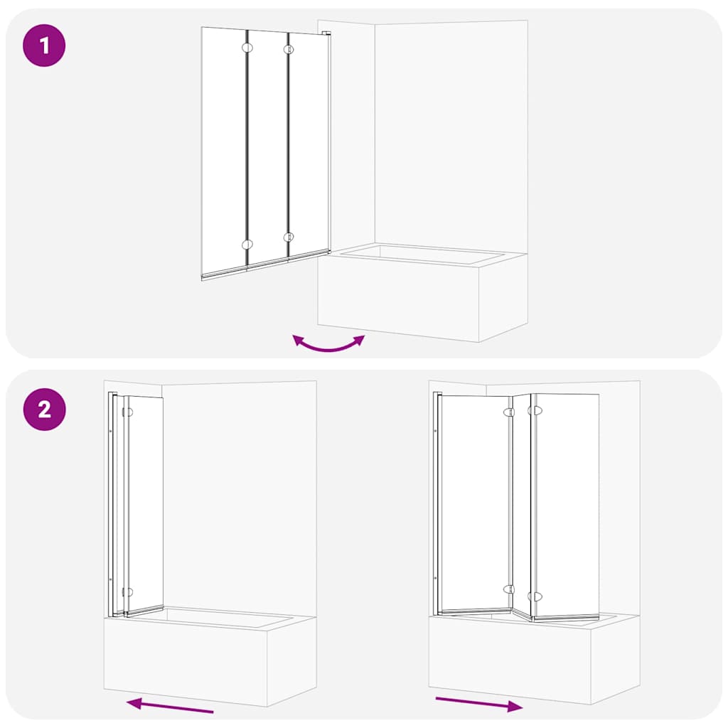Bath Shower Screen Manual Black 130 x 138 cm Tempered Glass