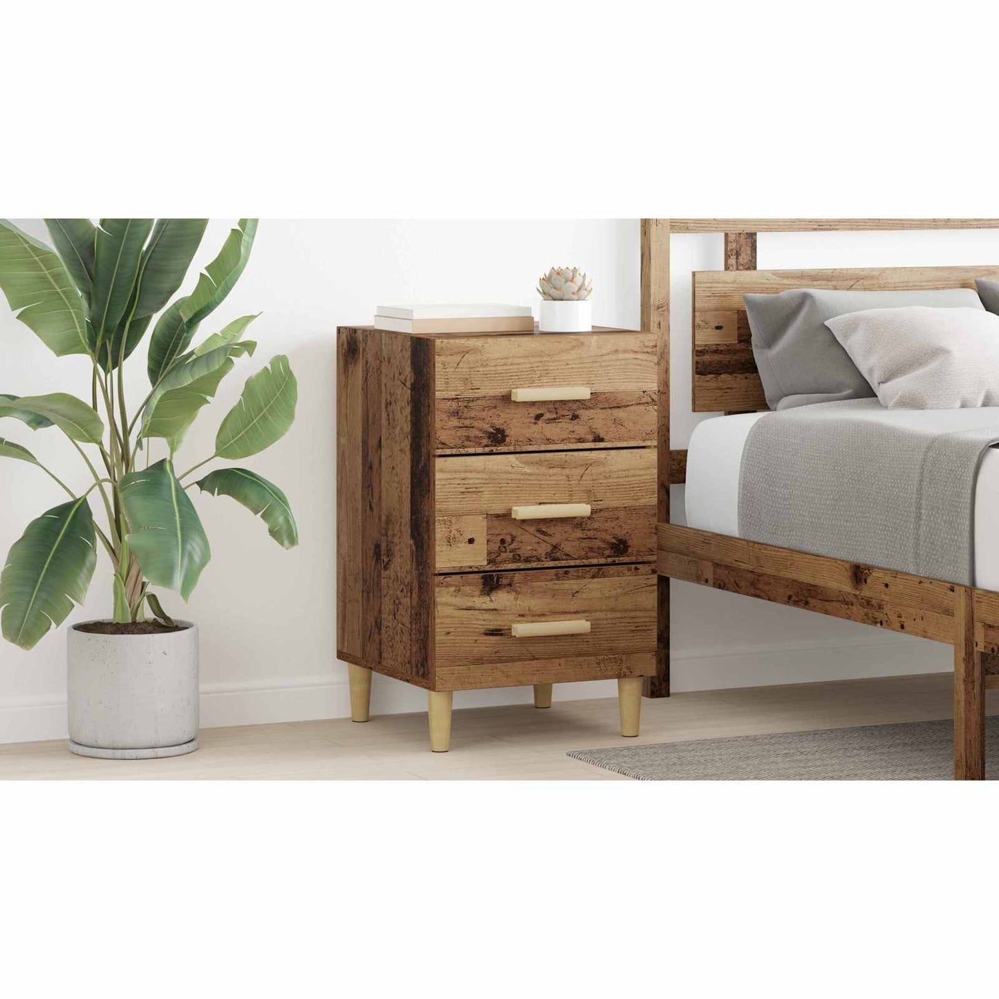 Bedside Cabinet Old Wood 40 x 40 x 66 cm Engineered Wood