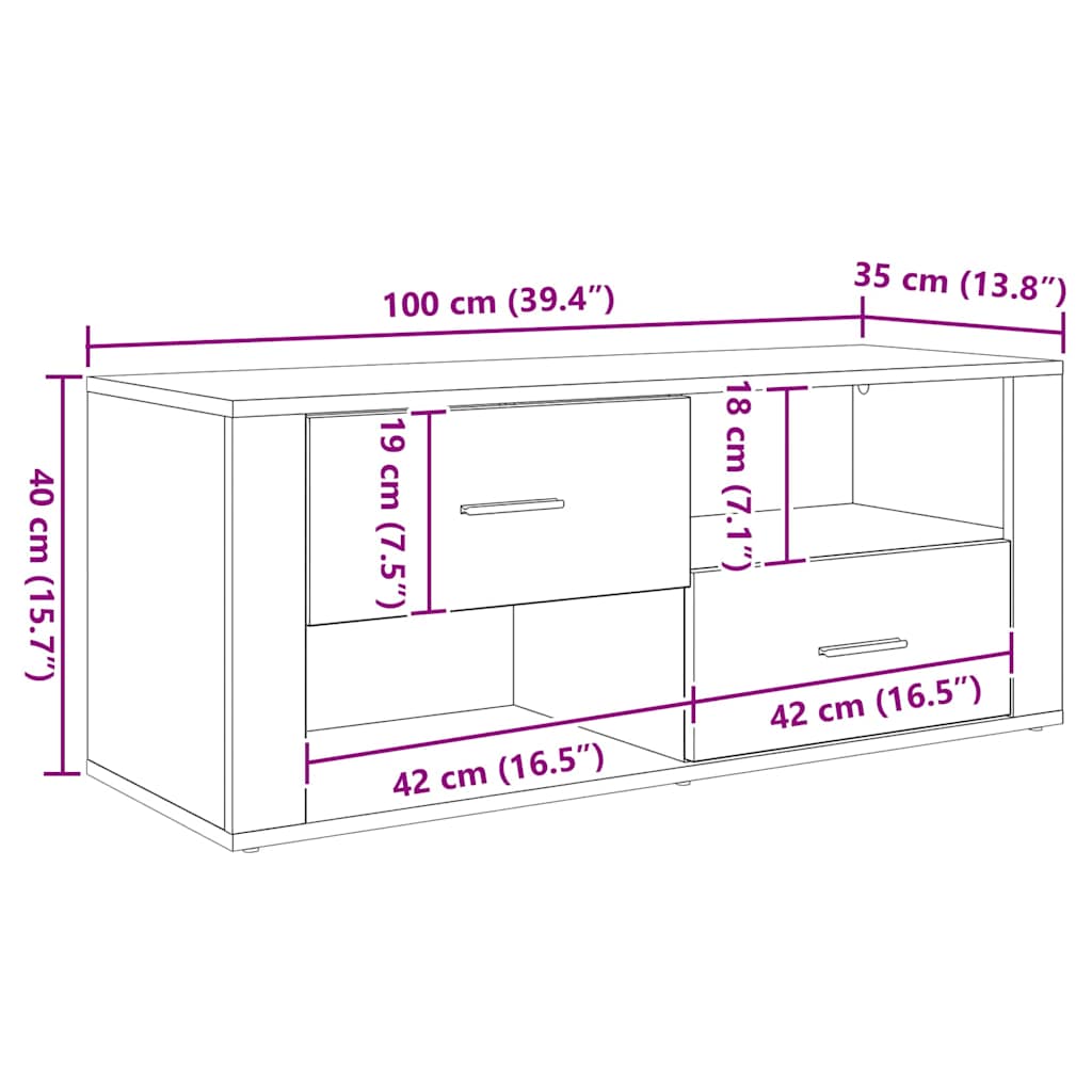 TV Cabinet 100 x 35 x 40 cm Artisan Oak Engineered Wood