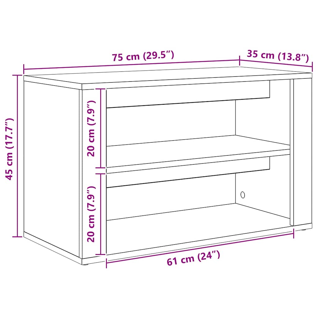 Shoe Rack 75 x 35 x 45 cm Engineered Wood Black oak