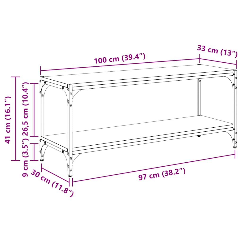 TV Cabinet Old Wood 100 x 33 x 41 cm Engineered Wood and Iron