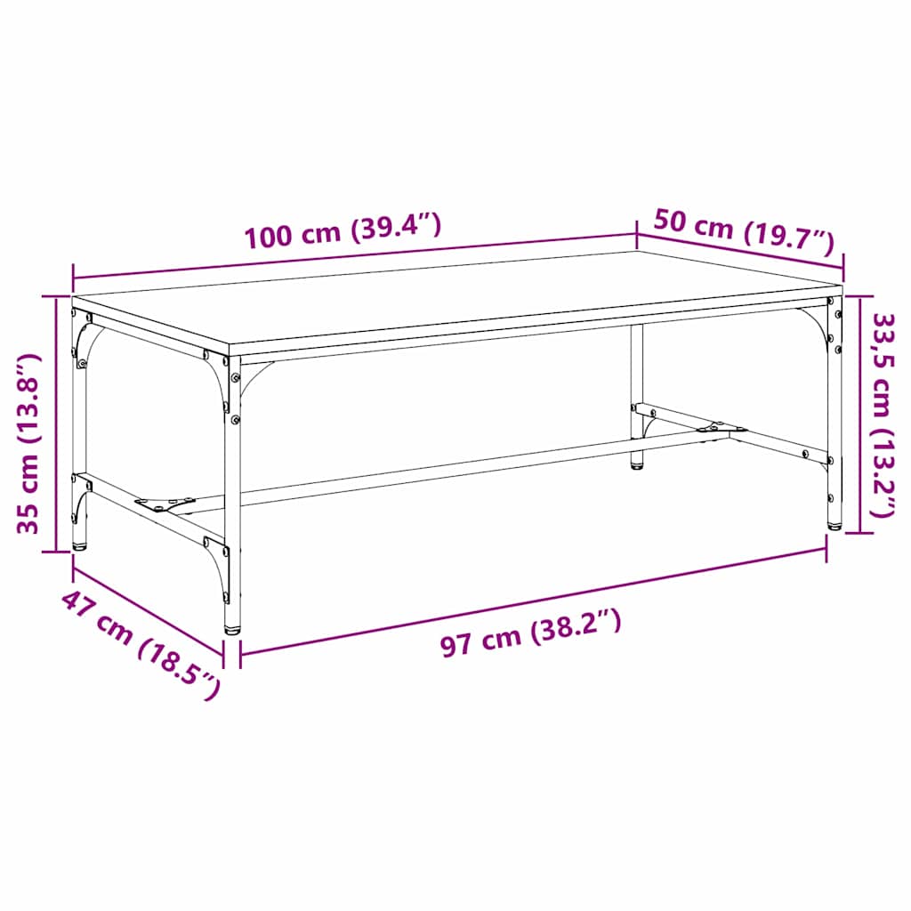 Coffee Table Black Oak 100 x 50 x 35 cm Engineered Wood