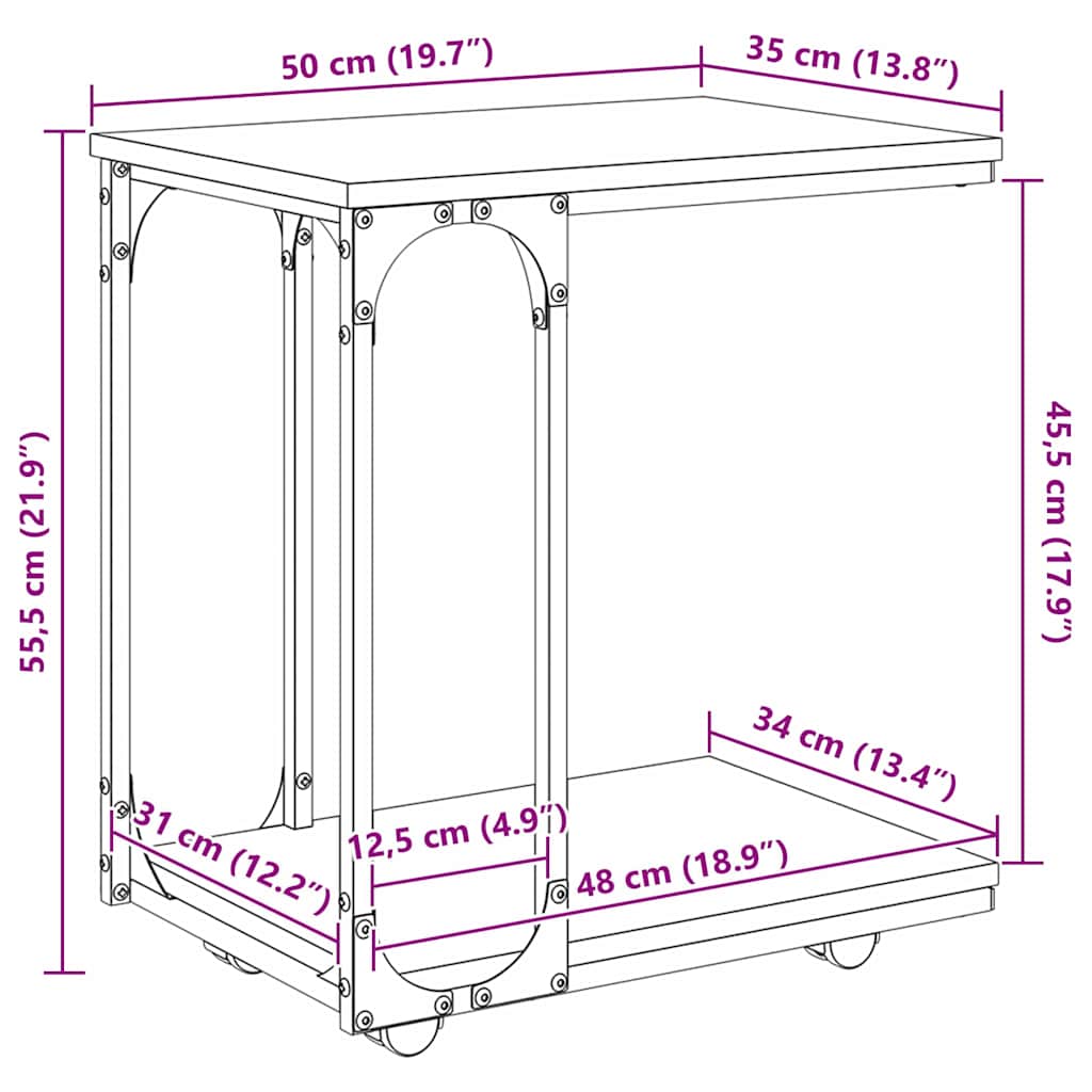 Side Table Old Wood 50 x 35 x 55.5 cm Engineered Wood