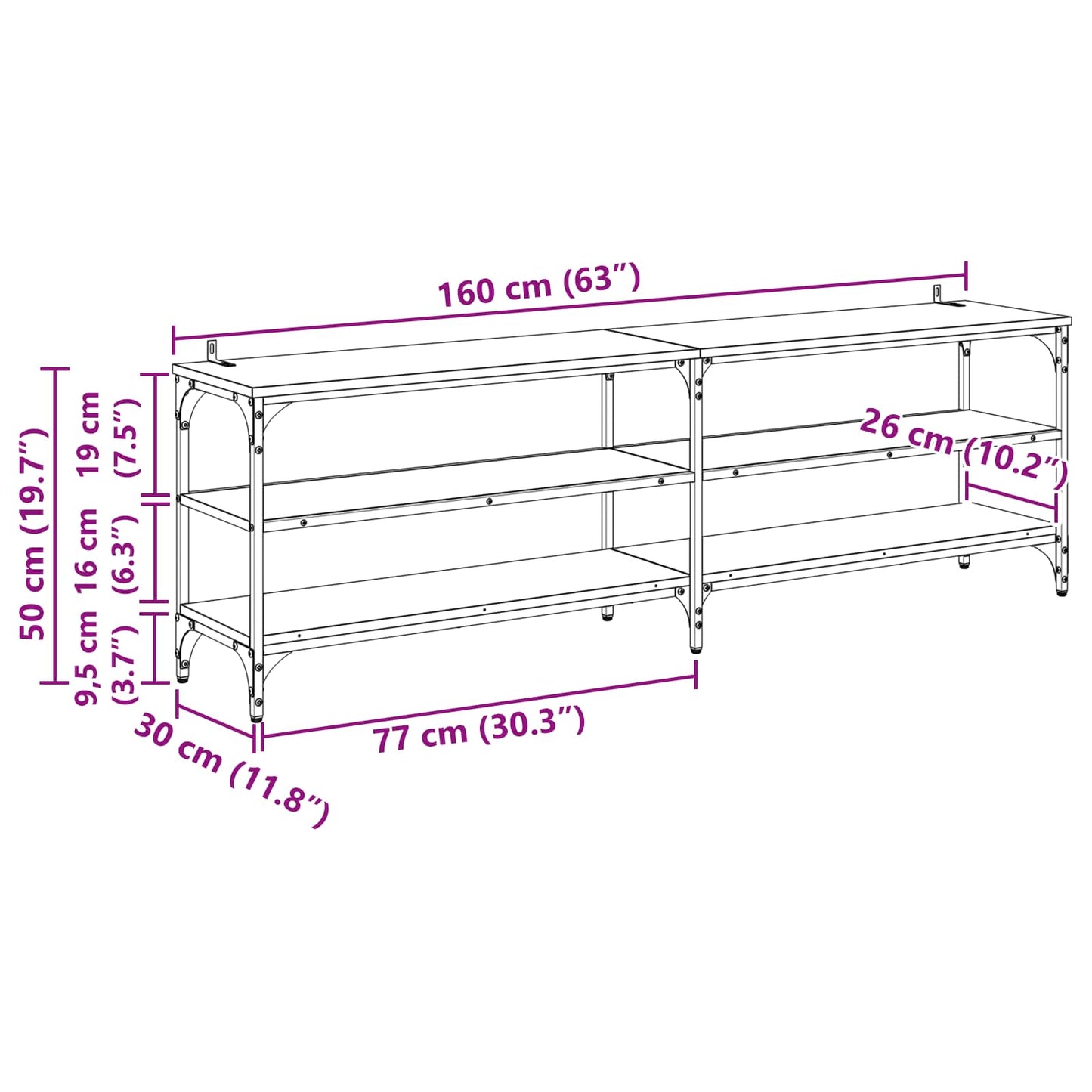 TV Cabinet Old Wood 160 x 30 x 50 cm Engineered Wood and Iron