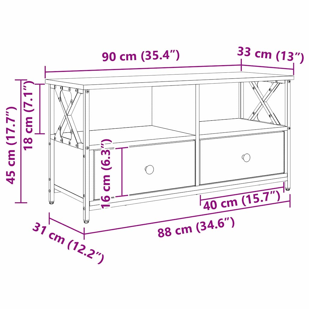 TV Cabinet with Drawer Artisan Oak 90 x 33 x 45 cm