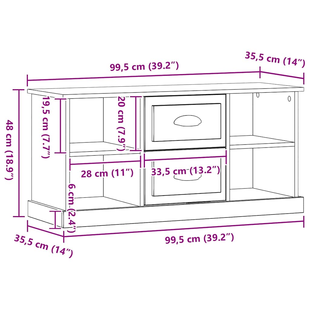 TV Cabinet 99.5 x 35.5 x 48 cm Artisan Oak Engineered Wood