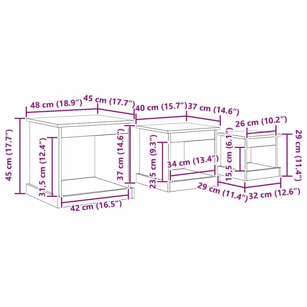 Coffee Table 3 pcs Artisan Oak Engineered Wood