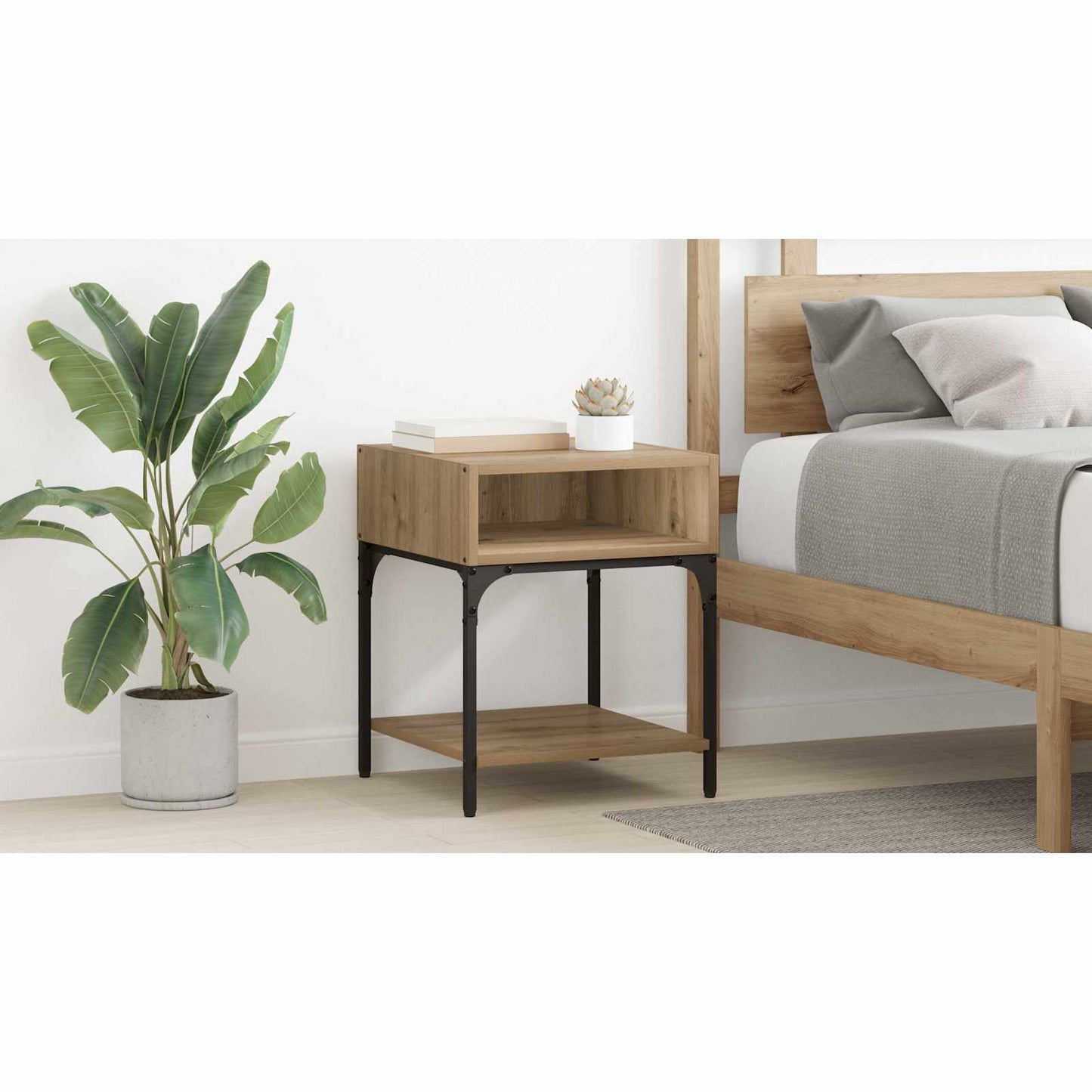 Bedside Table 2 pcs Artisan Oak 40 x 40 x 50 cm Engineered Wood