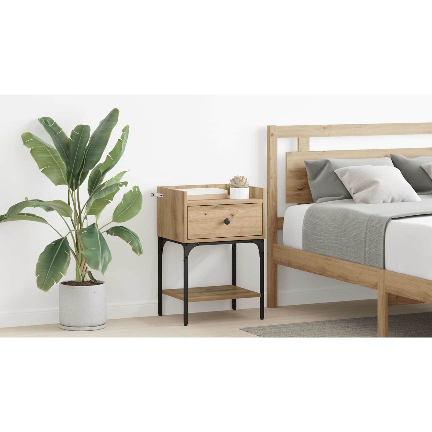 Bedside Table Artisan Oak 40 x 29 x 60 cm Engineered Wood