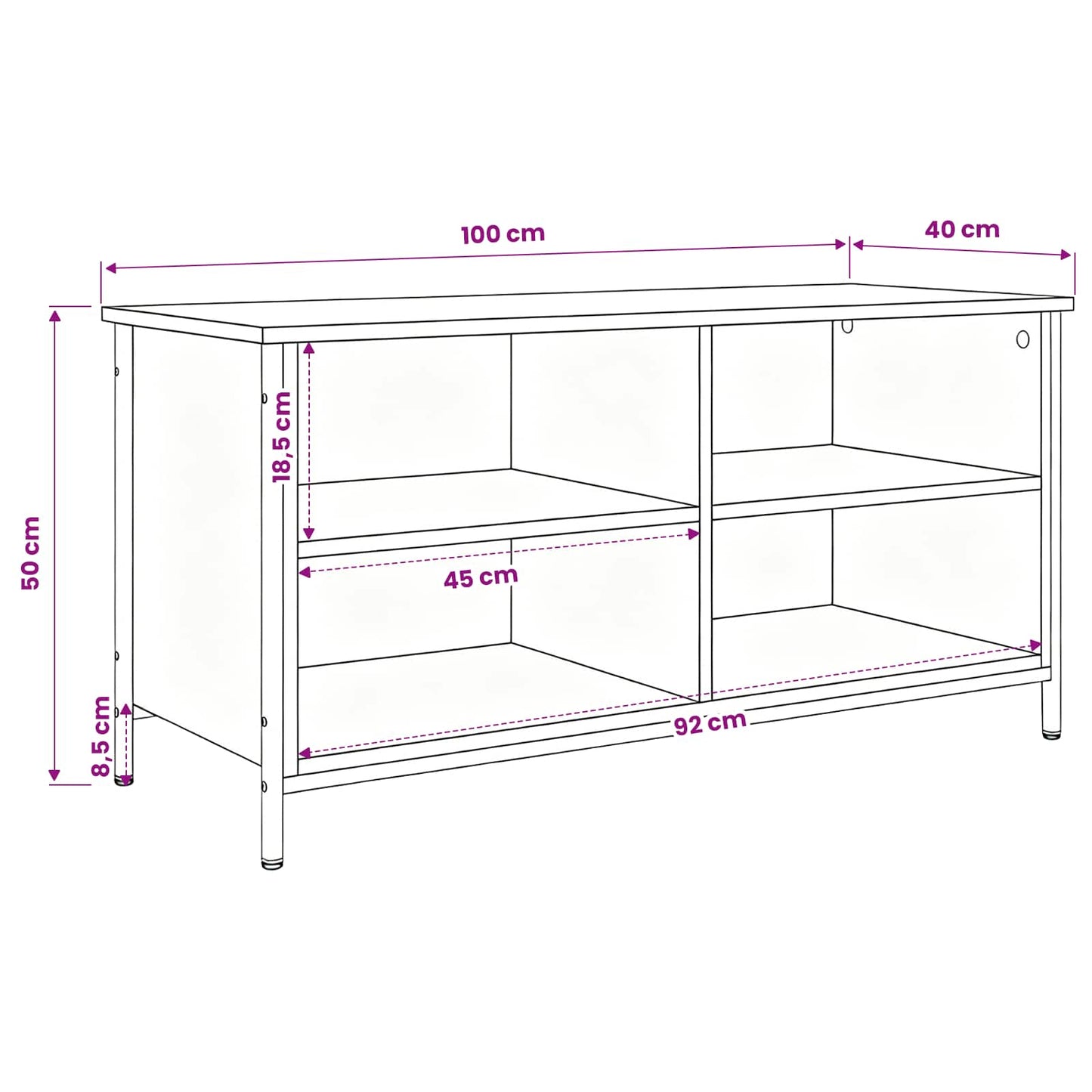 TV Cabinet 100 x 40 x 50 cm Black Oak Engineered Wood