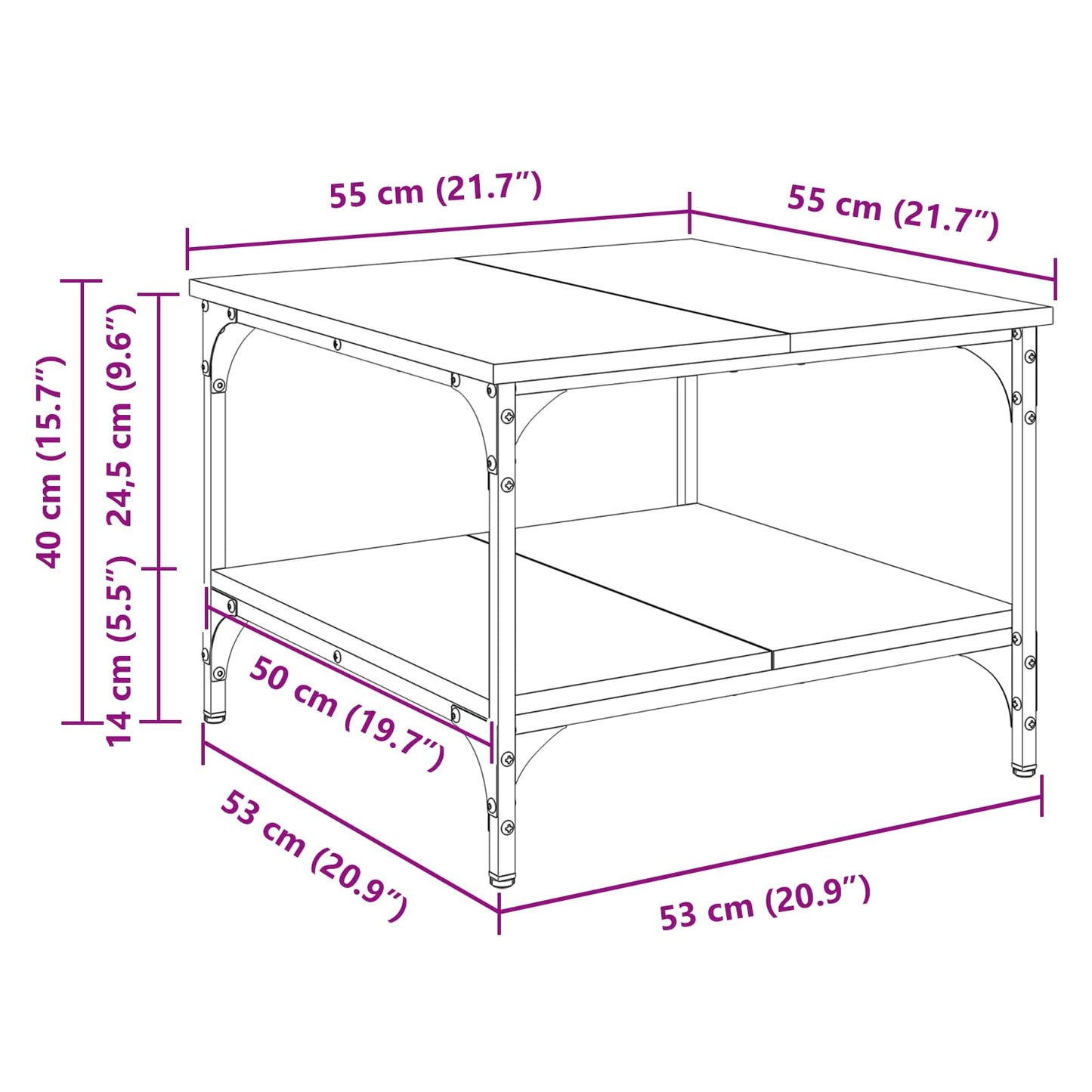 Coffee Table Black Oak 55 x 55 x 40 cm Engineered Wood
