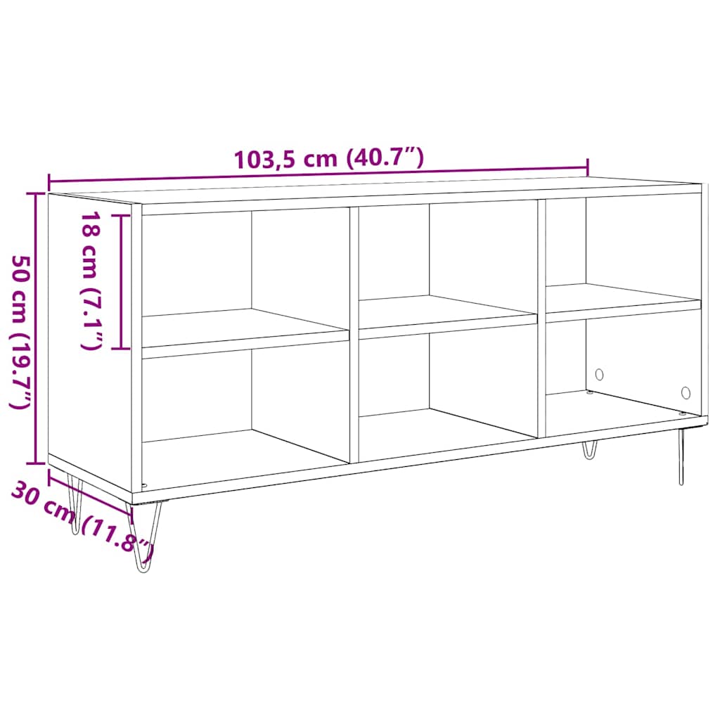TV Cabinet 103.5 x 30 x 50 cm Black Oak Engineered Wood