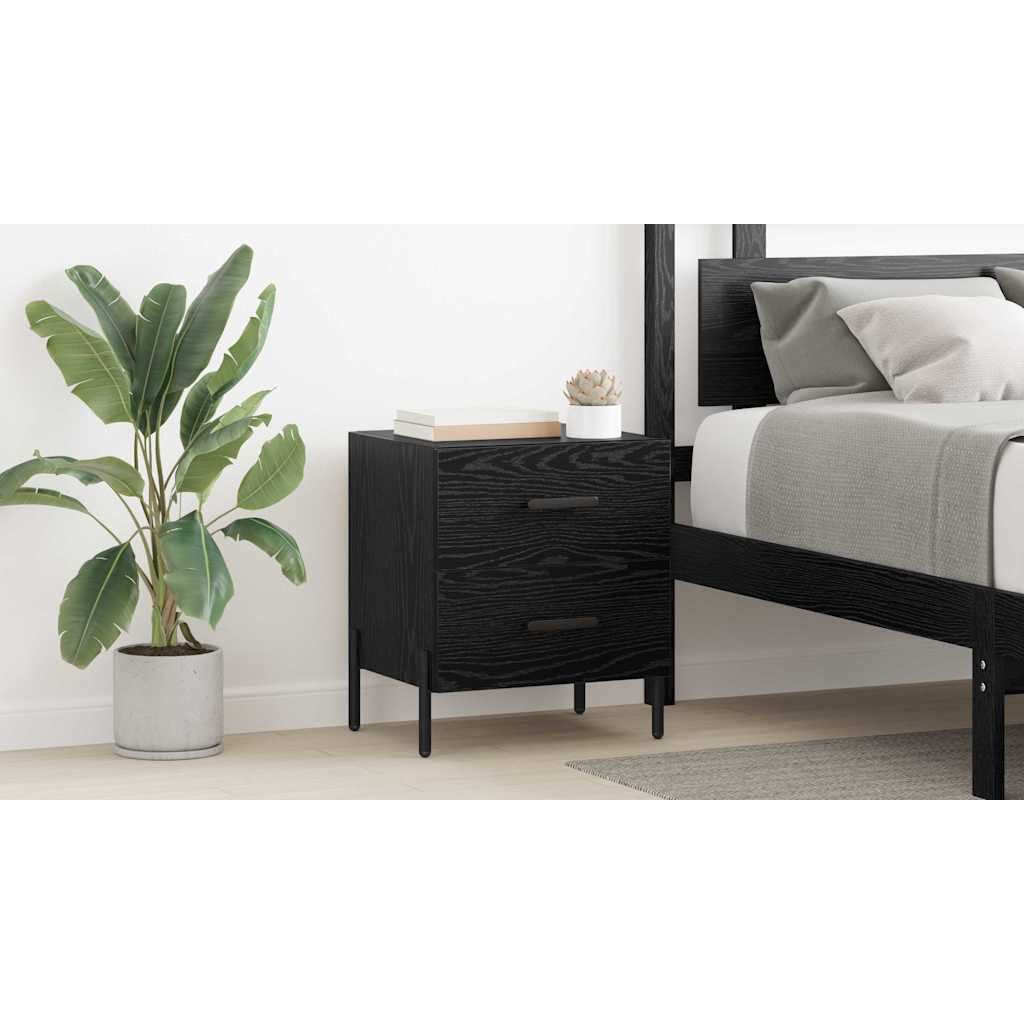 Bedside Cabinet Black Oak 40 x 35 x 47.5 cm Engineered Wood