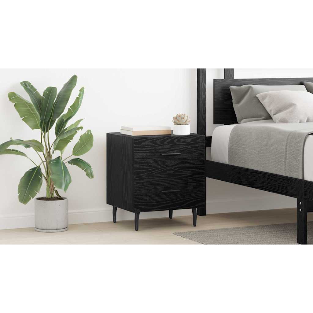 Bedside Cabinet Black Oak 40 x 35 x 47.5 cm Engineered Wood