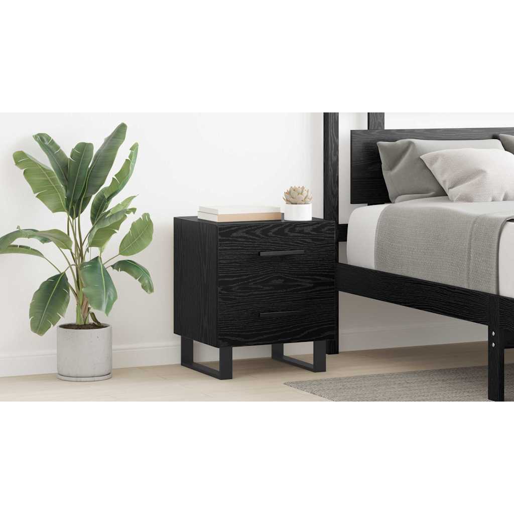 Bedside Cabinet Black Oak 40 x 35 x 47.5 cm Engineered Wood