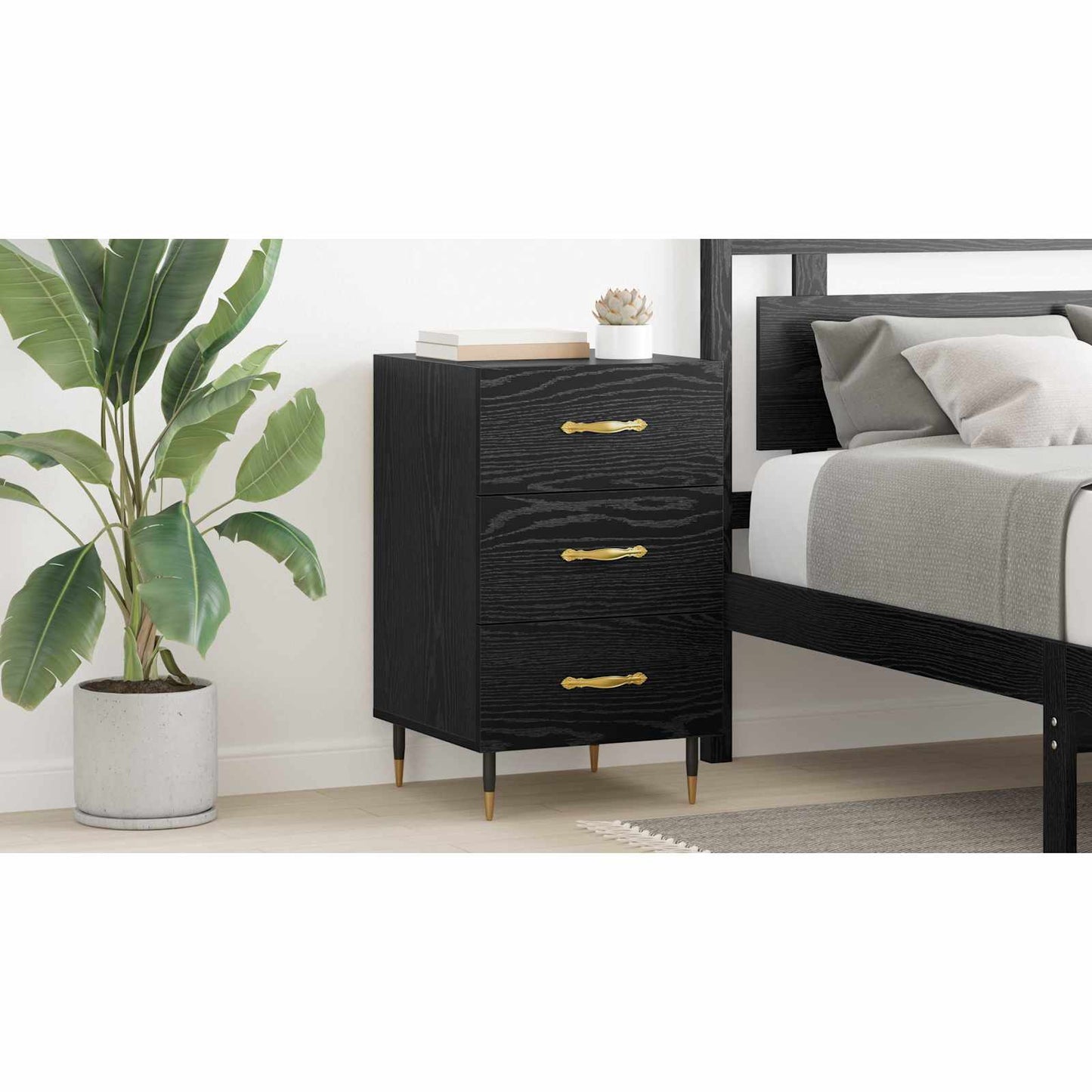 Bedside Cabinet Black Oak 40 x 40 x 66 cm Engineered Wood