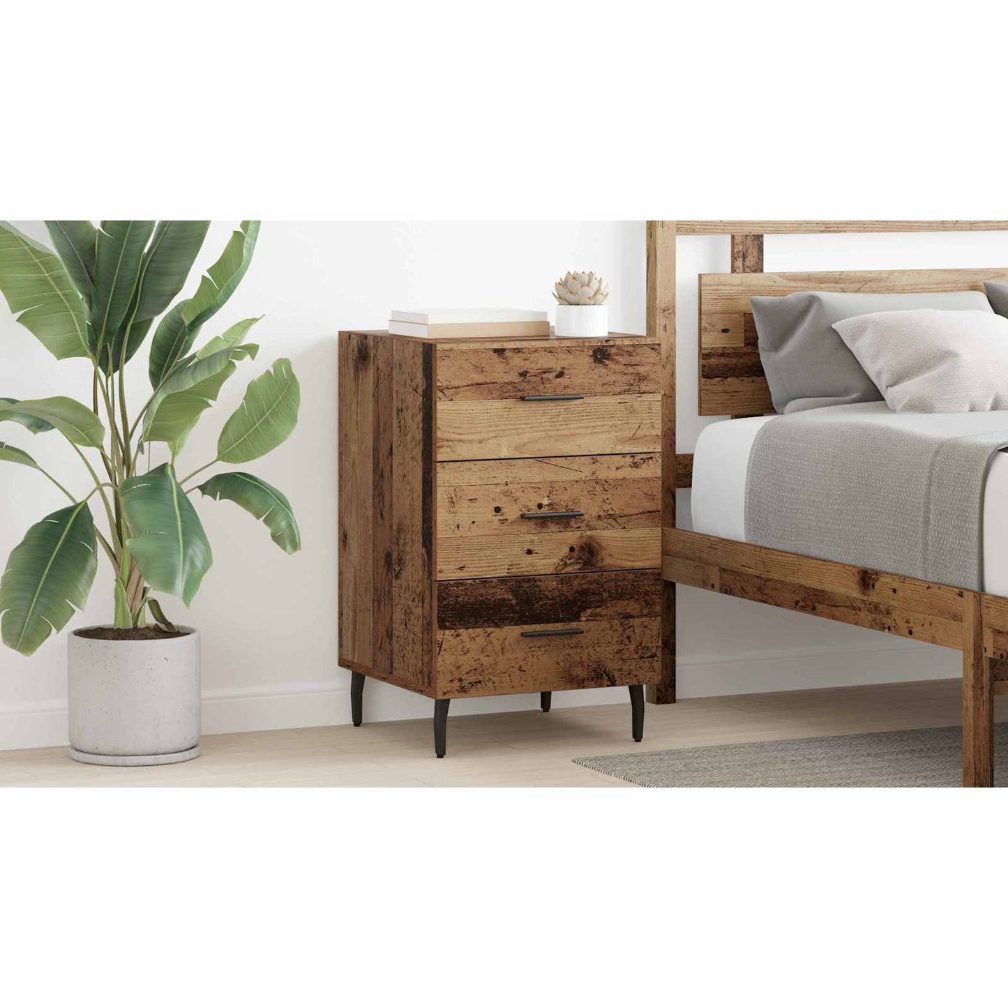 Bedside Cabinet Old Wood 40 x 40 x 66 cm Engineered Wood