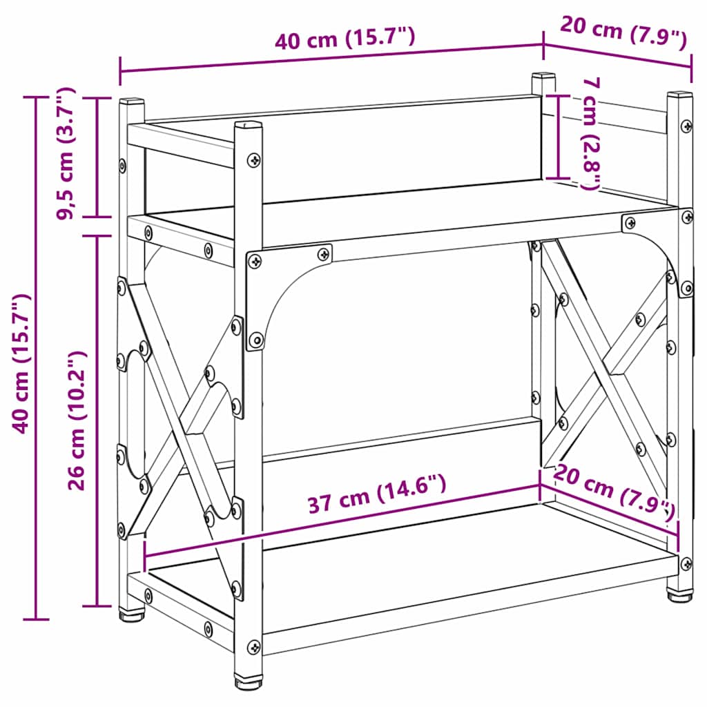 Printer Stand Artisan Oak 40 x 20 x 40 cm Engineered Wood