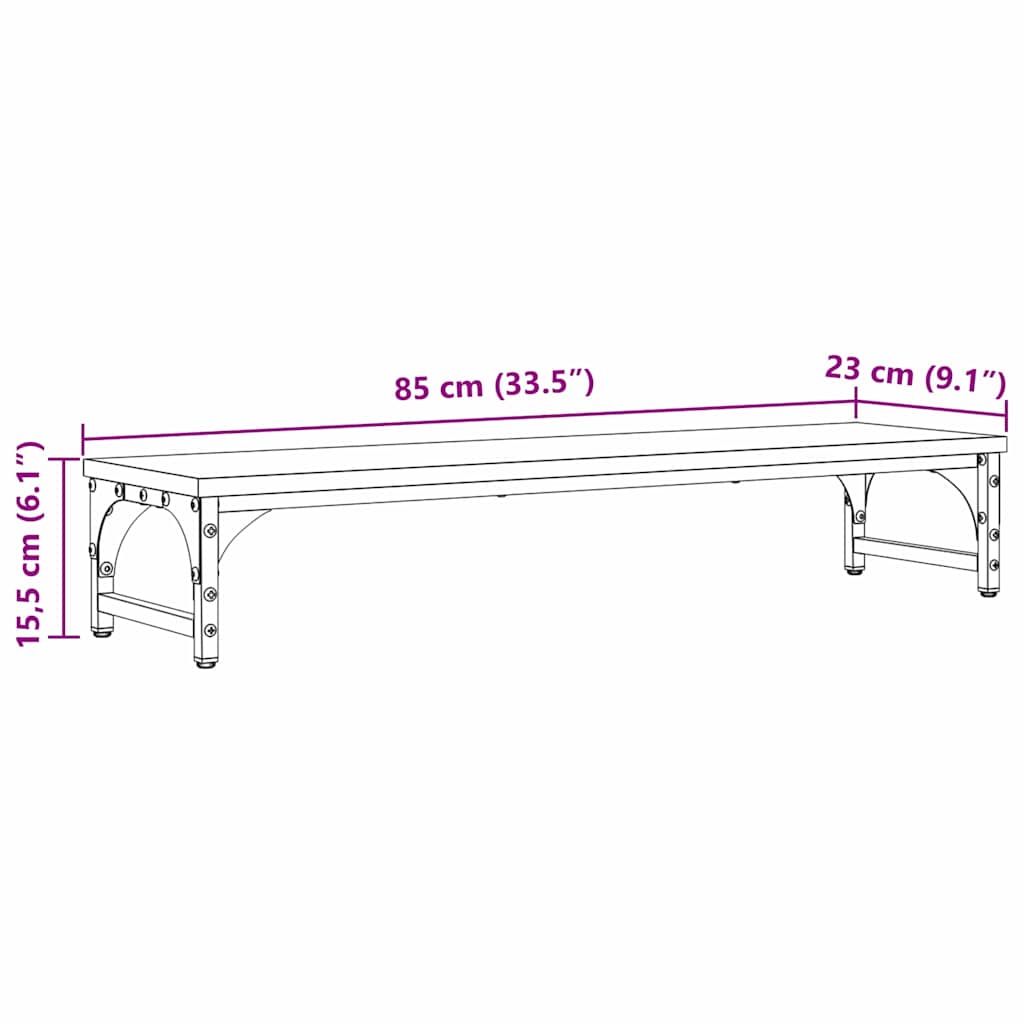 Monitor Stand Black Oak 85 x 23 x 15.5 cm Engineered Wood