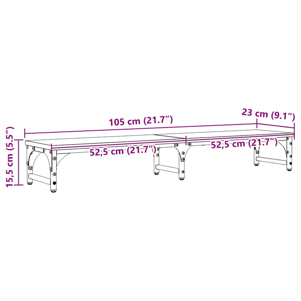 Monitor Stand Black Oak 105 x 23 x 15.5 cm Engineered Wood