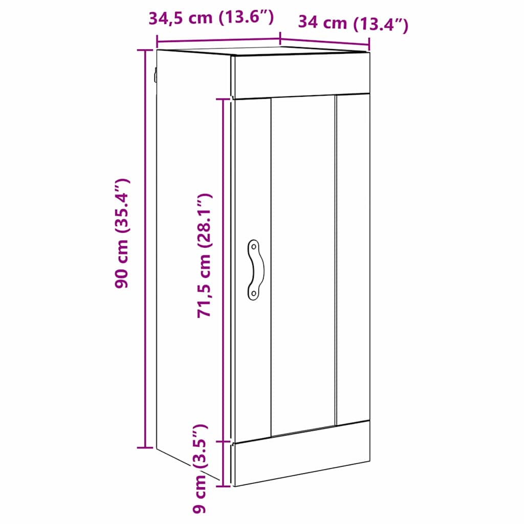 Wall Mounted Cabinet Old Wood 34.5 x 34 x 90 cm Engineered Wood