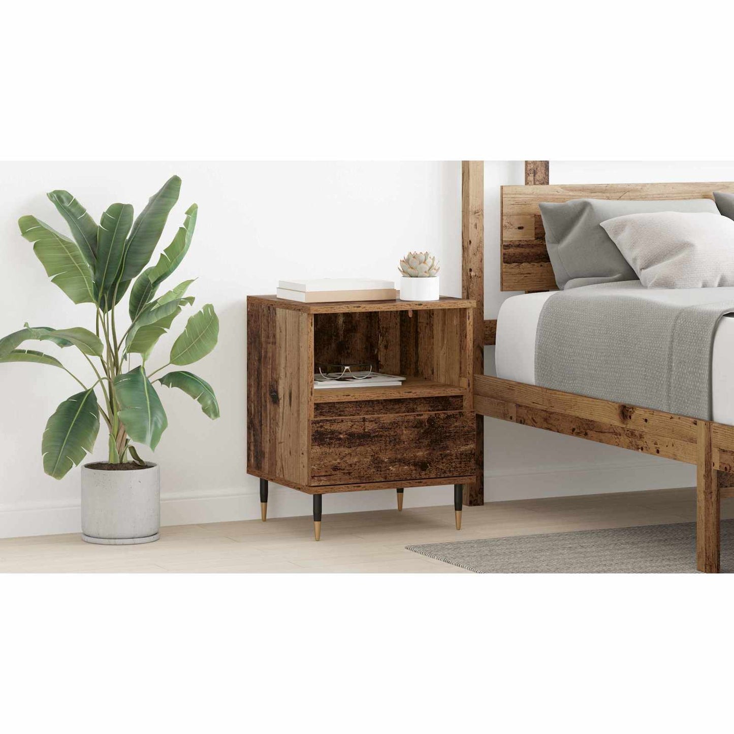 Bedside Cabinet Old Wood 40 x 35 x 50 cm Engineered Wood