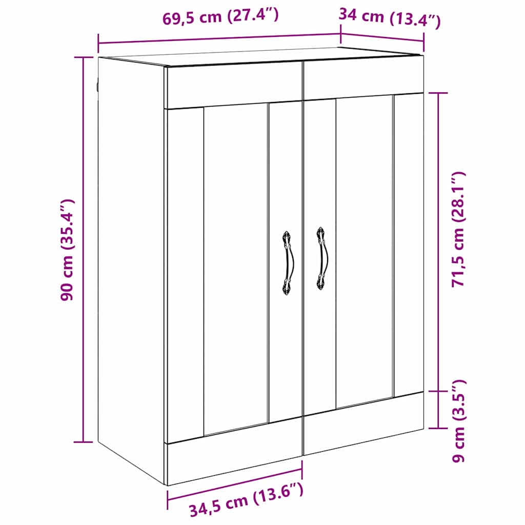 Wall Mounted Cabinet Artisan Oak 69.5 x 34 x 90 cm