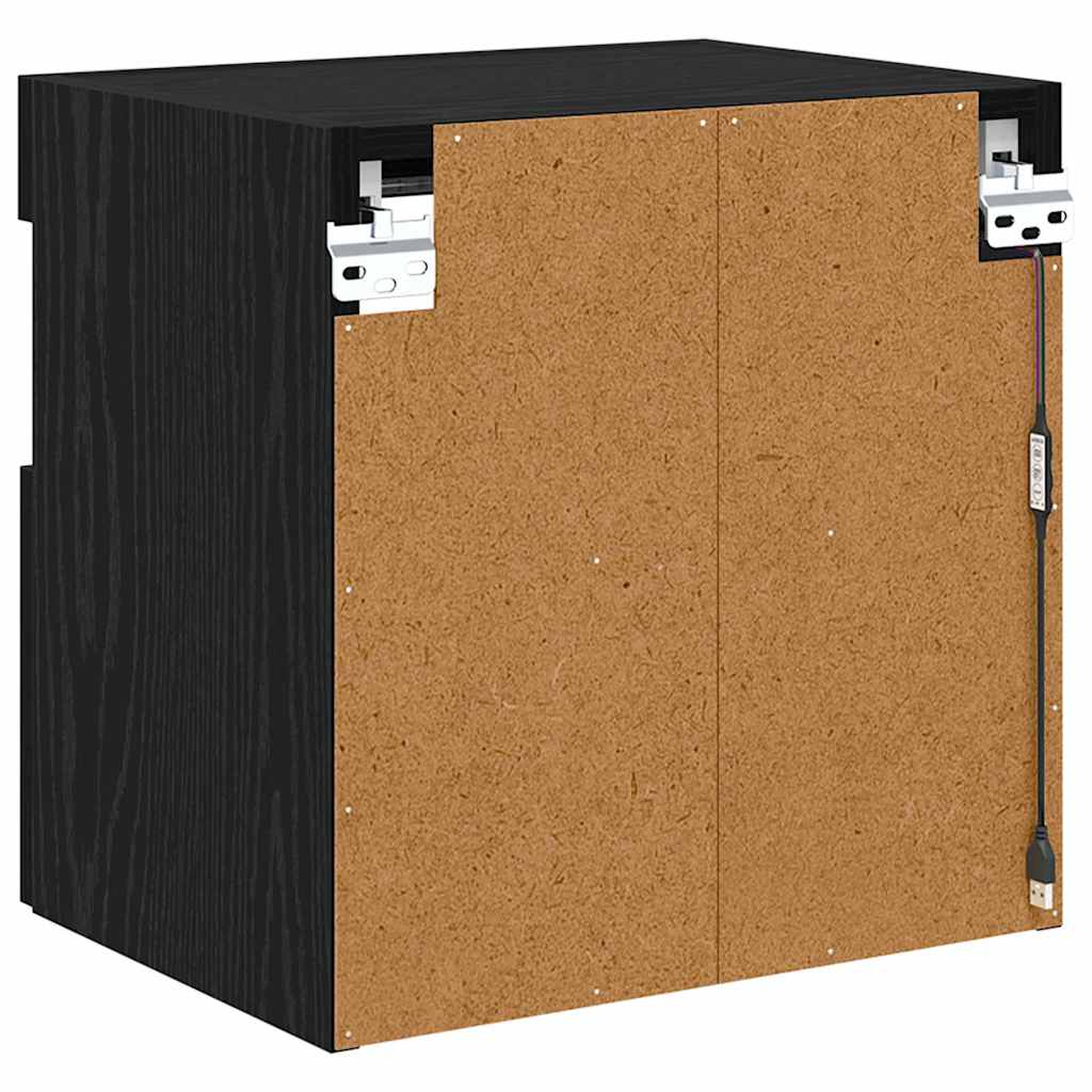 TV Wall Cabinets with LED 2 pcs Black Oak 40 x 30 x 40 cm