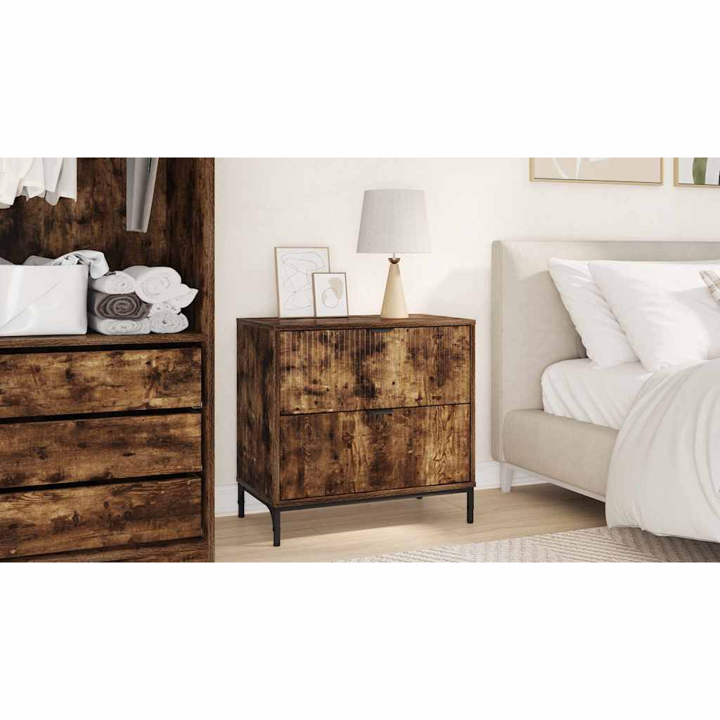 Bedside Table Smoked oak 63.5 x 36 x 61 cm Engineered wood