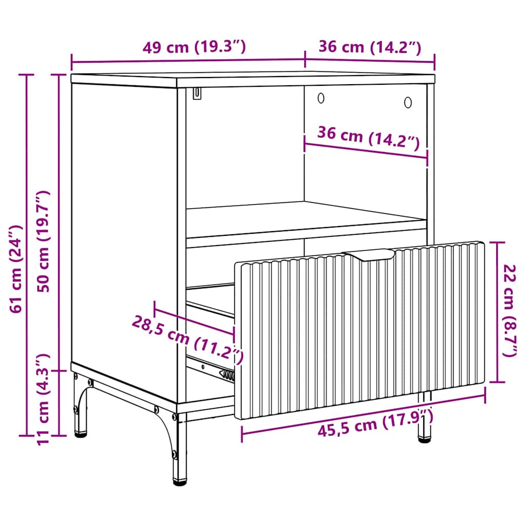 Bedside Cabinet 2 pcs White 49 x 36 x 61 cm Engineered wood