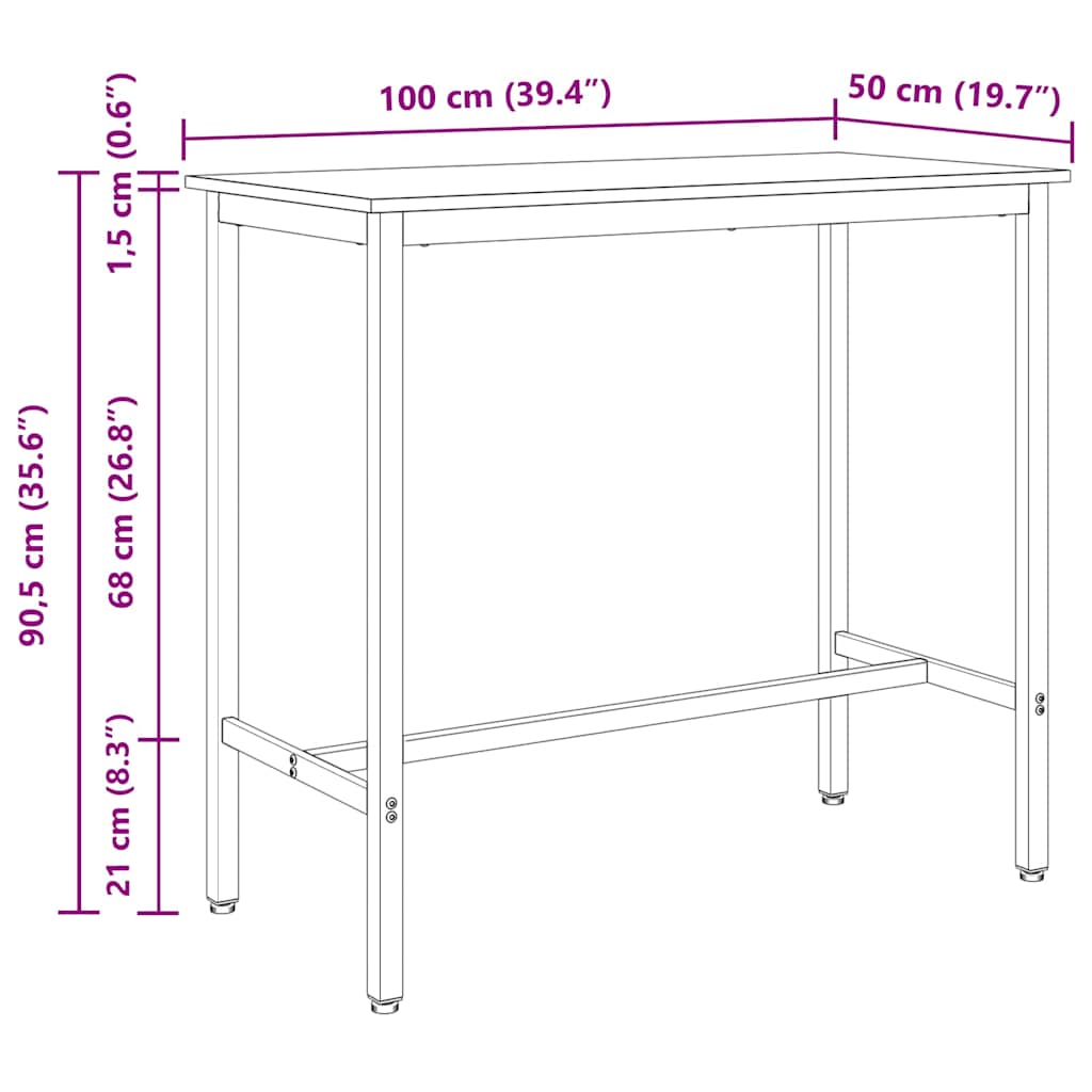 Table Grey Sonoma 100 x 50 x 90.5 cm Engineered Wood and Steel