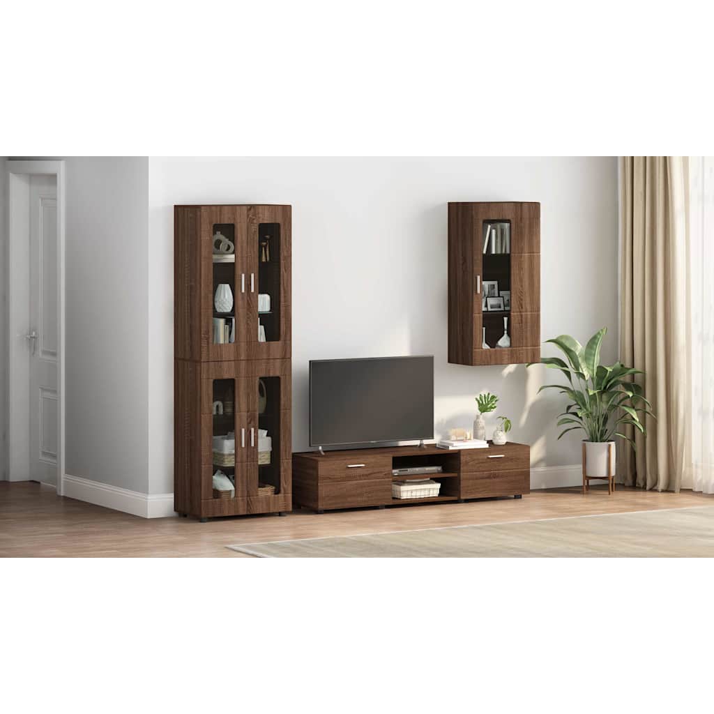 Wooden Cabinet Brown Oak Engineered Wood