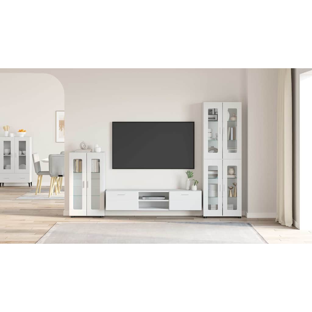 Sideboard with Shelf FLORIN High Gloss White 55.5 x 29 x 100 cm