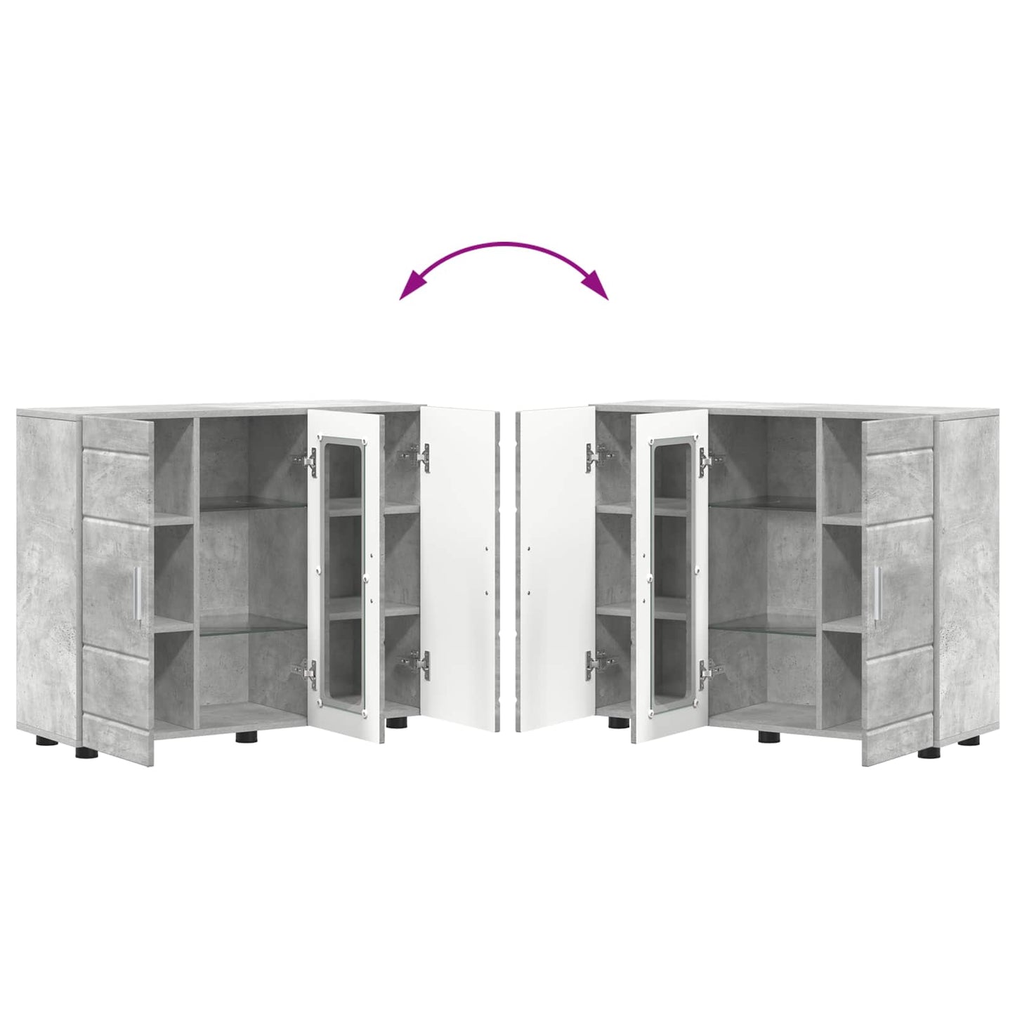 Wooden Cabinet with Storage Concrete Grey 88.5 x 30.5 x 73 cm