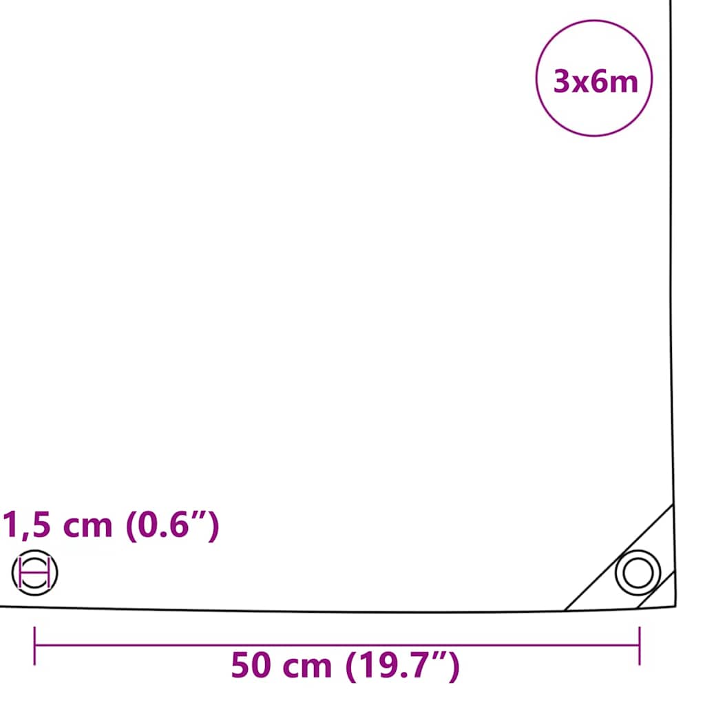 Tarpaulin 650g / m² Olive Green 3 x 6 m Canvas with PVC Coating