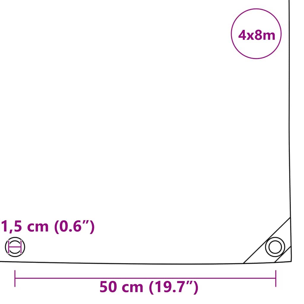 Tarpaulin 650g / m² Olive Green 4 x 8 m Canvas with PVC Coating