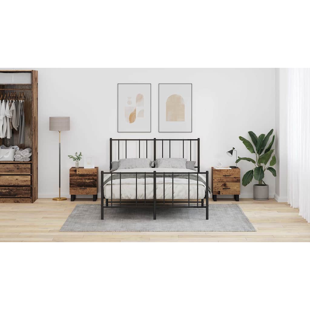 Bedside Cabinet 2 pcs Old Wood and Black 40 x 35 x 47.5 cm