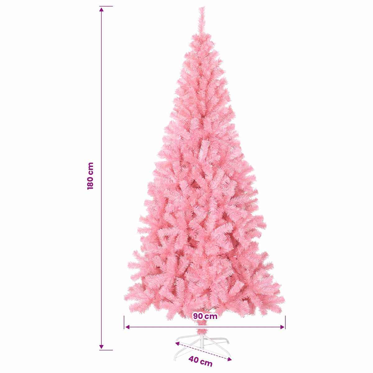Christmas Tree with LED Light Pink 180 cm PVC and Steel