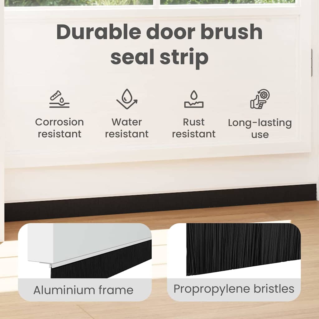 Screw-on Door Brush Seals 2 pcs White 100 cm Aluminium Alloy