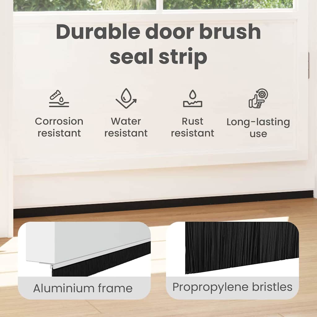 Screw-on Door Brush Seals 12 pcs White 100 cm Aluminium Alloy