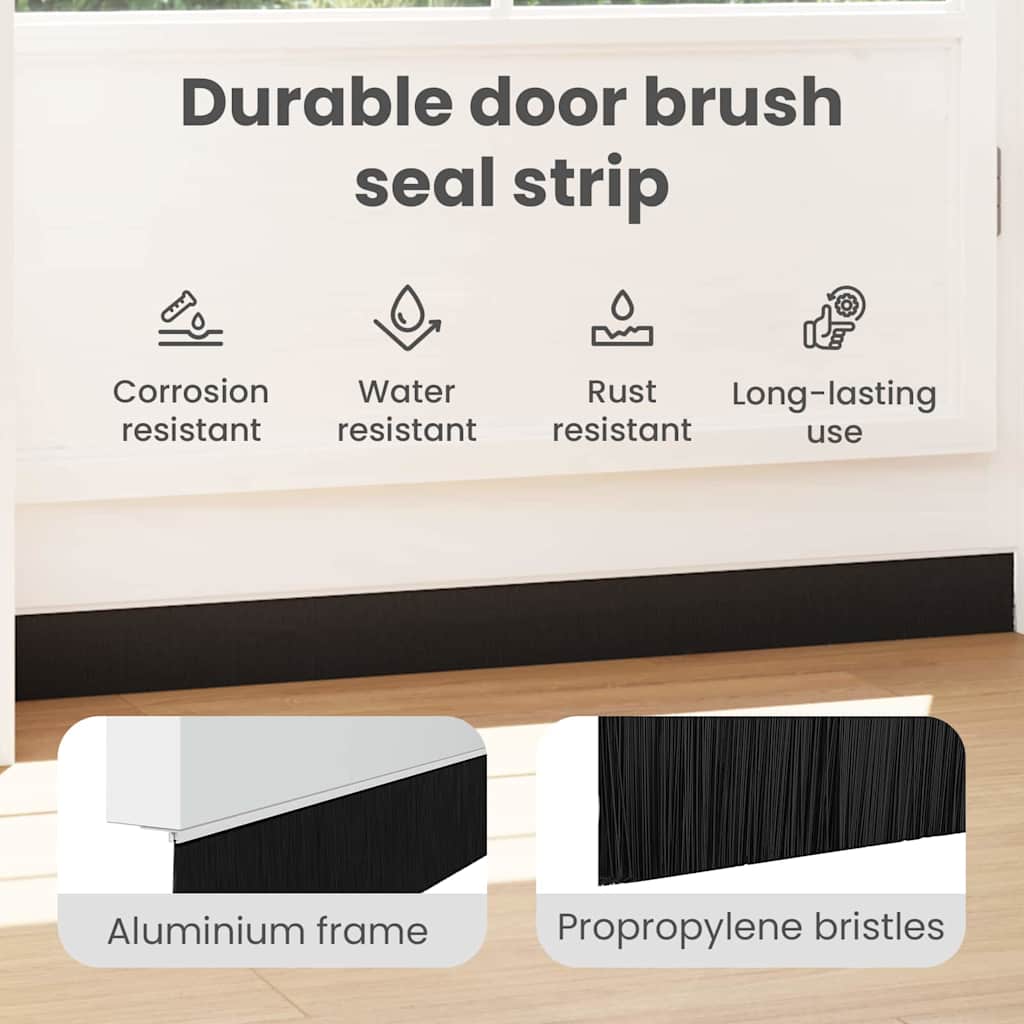 Screw-on Door Brush Seals 12 pcs White 100 cm Aluminium Alloy