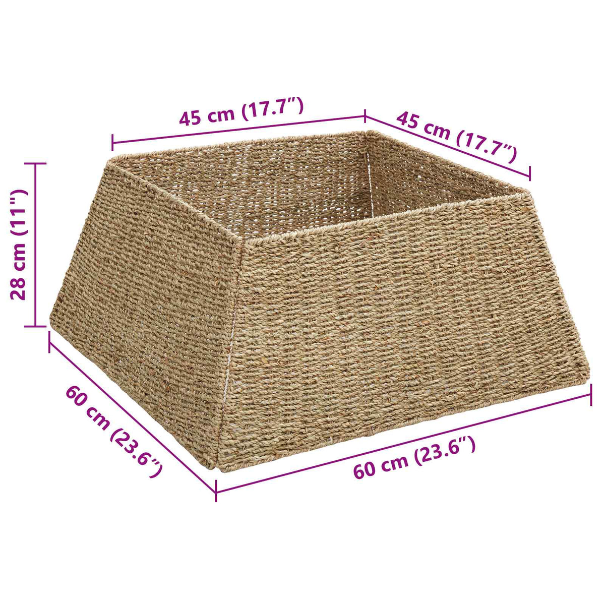 Christmas Tree Collar Square Brown 60 x 60 x 28 cm Seagrass