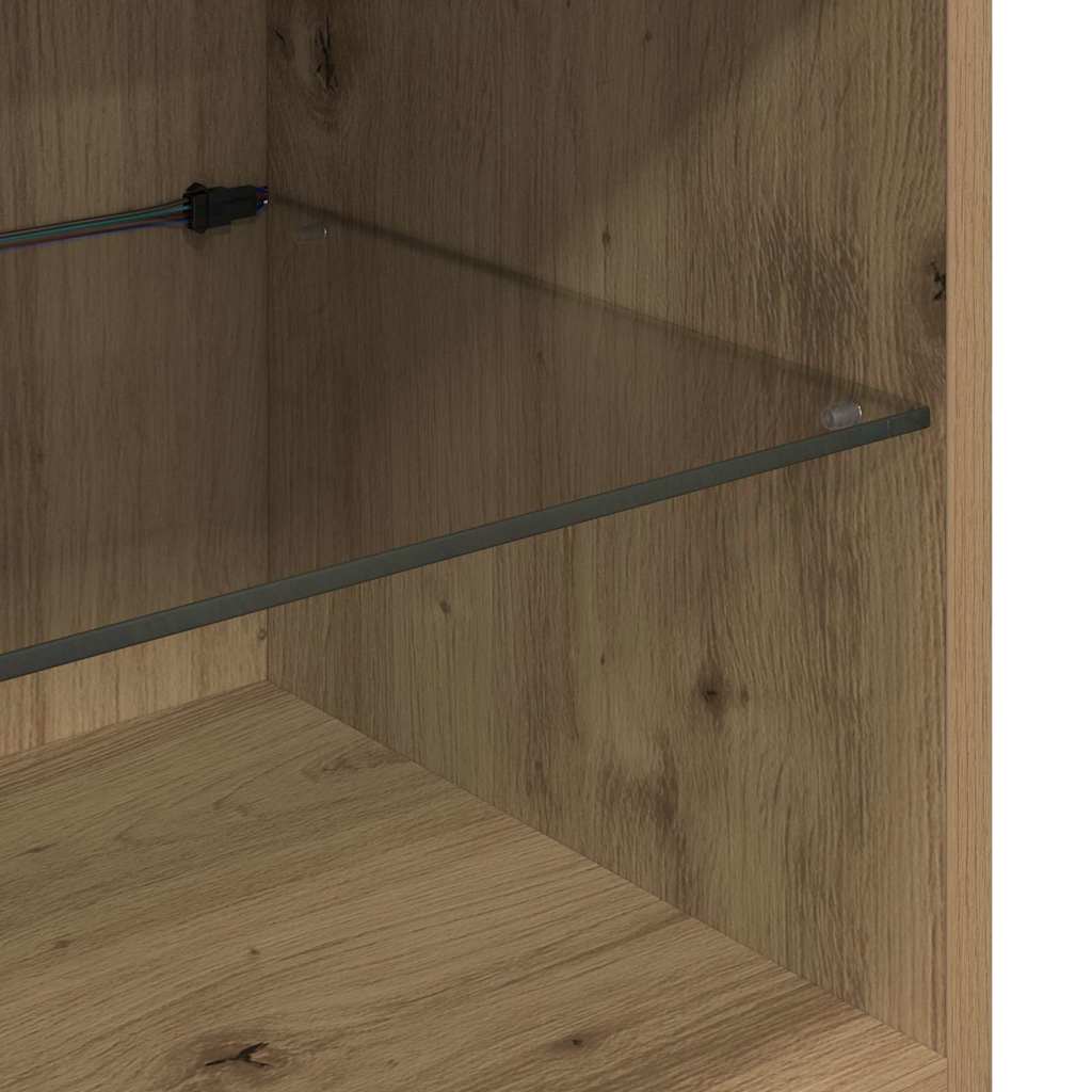 TV Wall Units Wall-mounted 5 pcs Black Oak Engineered Wood