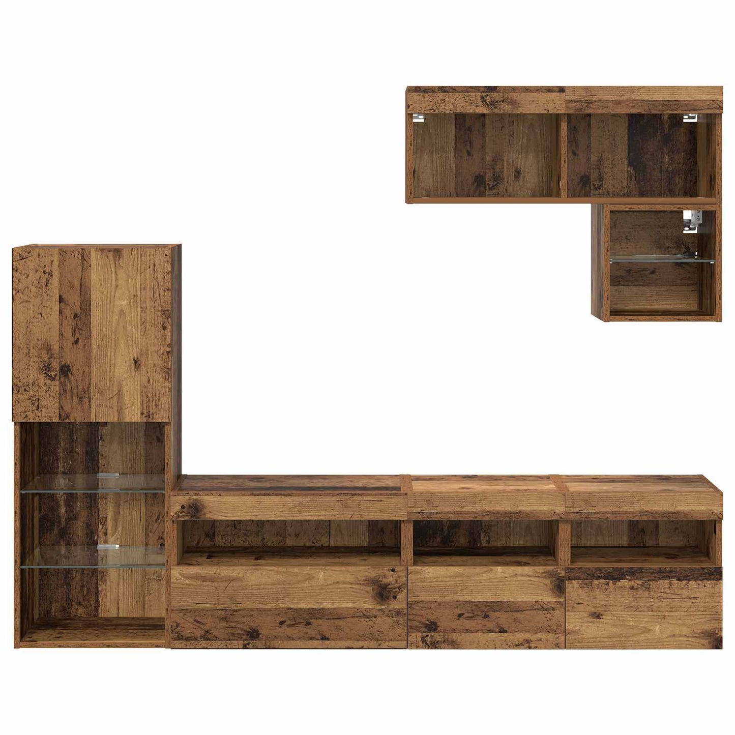 TV Wall Units Wall-mounted 6 pcs Old Wood Engineered Wood