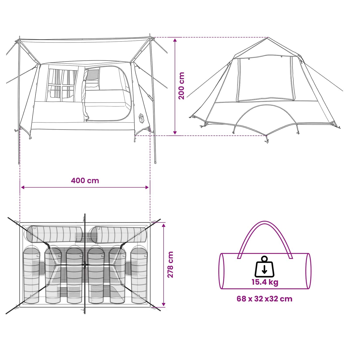 Tunnel Tent Blue 400 x 278 x 182 cm