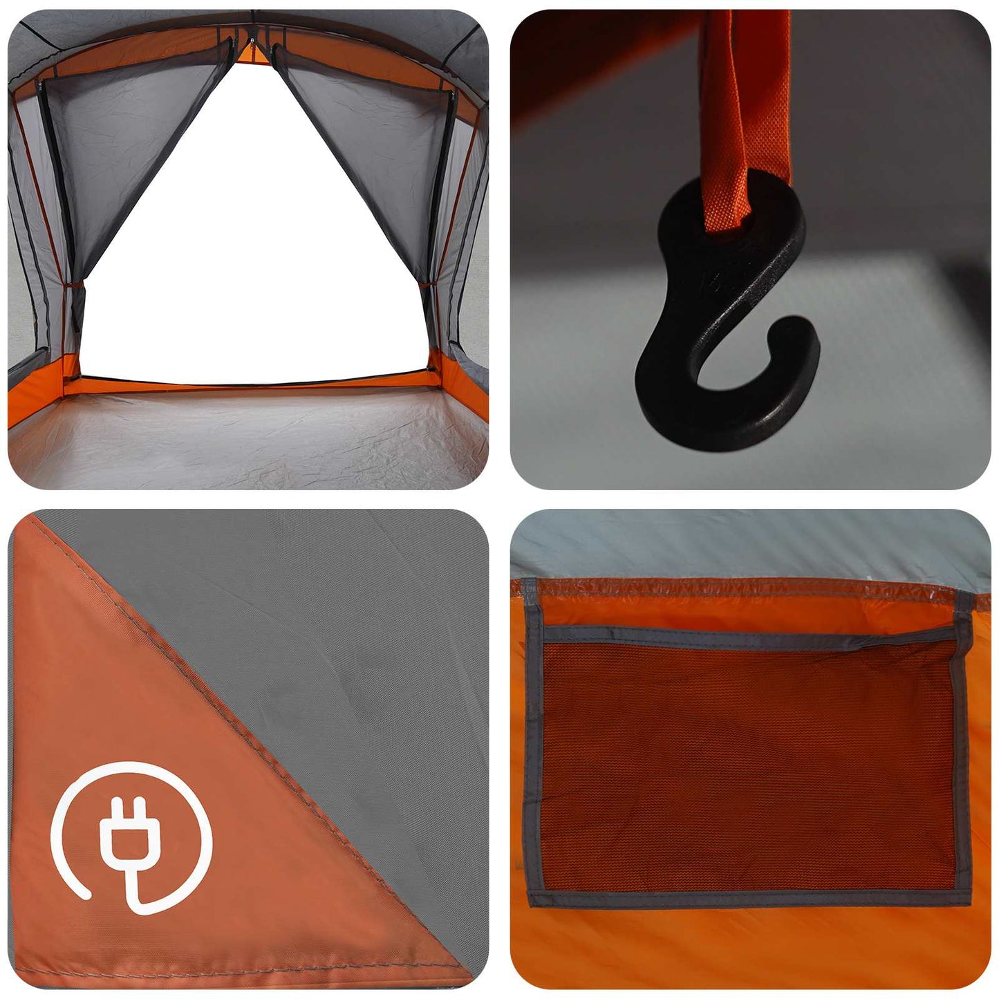 Family Tent Grey and Orange 550 x 555 x 208 cm